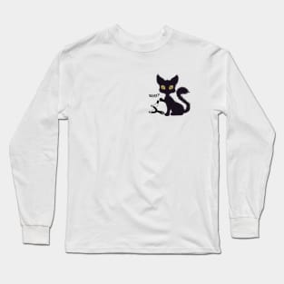 The Cat Shoots From The Slingshot Cat What? Funny Black Cat Long Sleeve T-Shirt